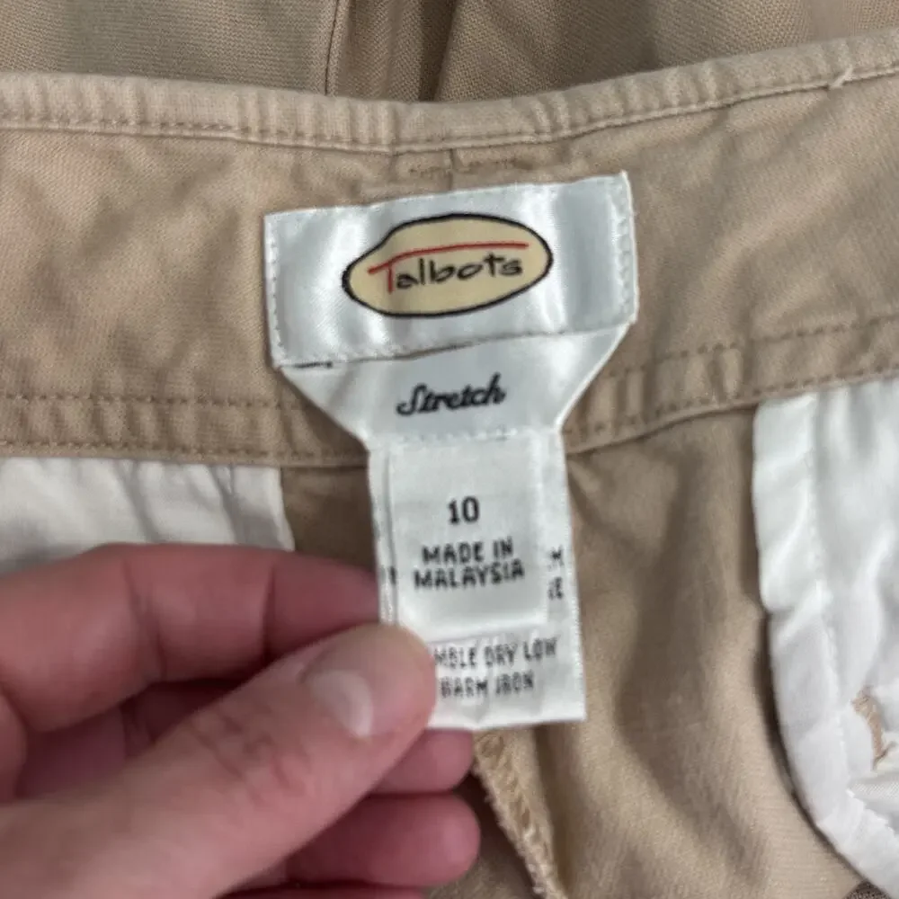 Talbots Shorts 10 Tan Khaki Chino Stretch Pockets Academia‎ Granny GORP 7 Inseam
